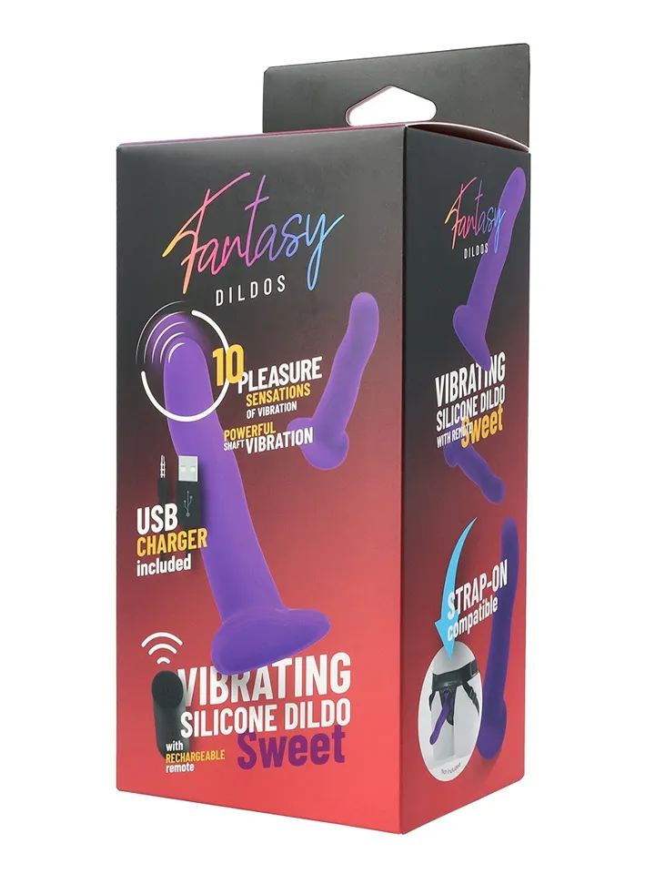 Vibrating Silicone Dildo With Remote Purple 18 cm - Dubbeldildo med vibrator 0