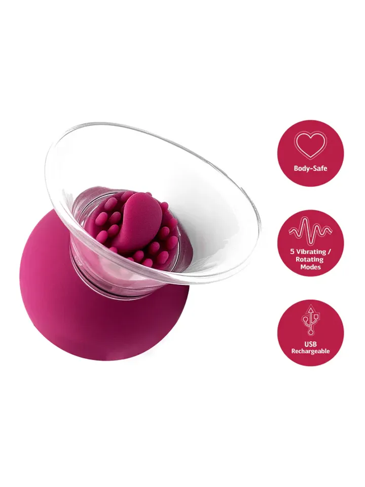 Vibrating & Rotating Nipple & Clitoral Pump - Klitorisvibrator 0
