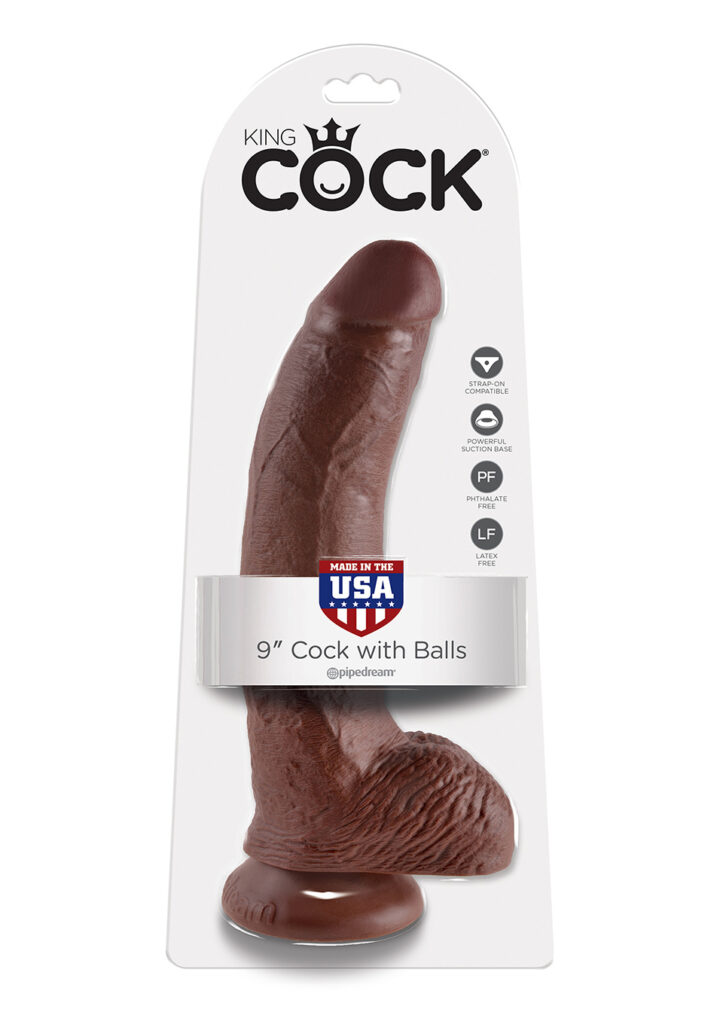 KING COCK 9 INCH W/ BALLS BROWN DILDO-1