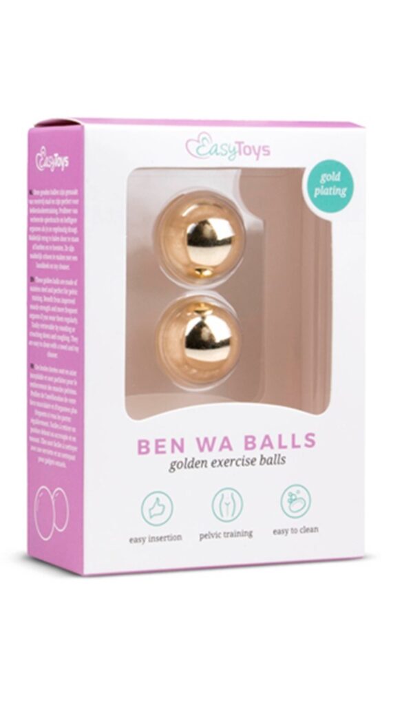 Gold ben wa balls - 22mm - Guldfärgade Knipkulor-2