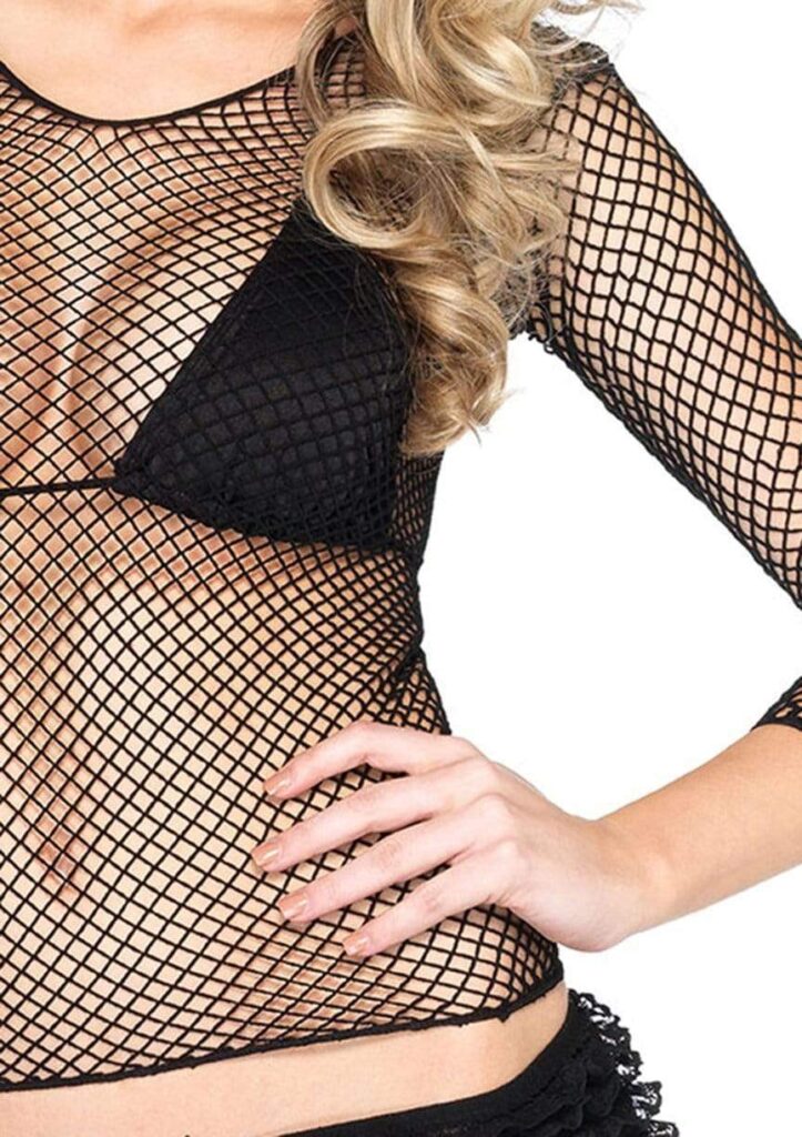 Long Sleeves Fishnet Top One Size-2
