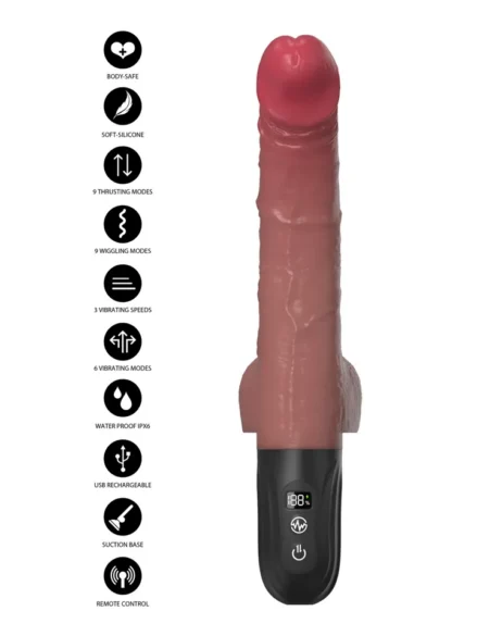 Realistic Thrusting & Wiggling Vibrator - Dildo med vibrator 0