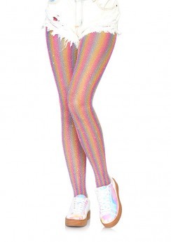 Lurex rainbow fishnet tights Pink-1