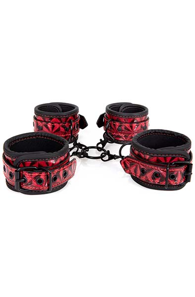 Diabolique Dark Hog-Tie With Cuffs Red - Halsband & Fotbojor 0