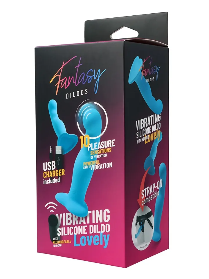 Vibrating Silicone Dildo With Remote Blue 18 cm - Dildo med vibrator 0