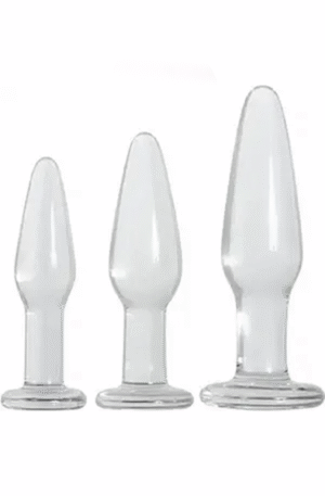 Glass Anal Training Trio 3 Clear Butt Plugs - Analpluggar paket 0
