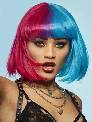 Manic Panic Red & Blue Bob Wig - Peruk 0