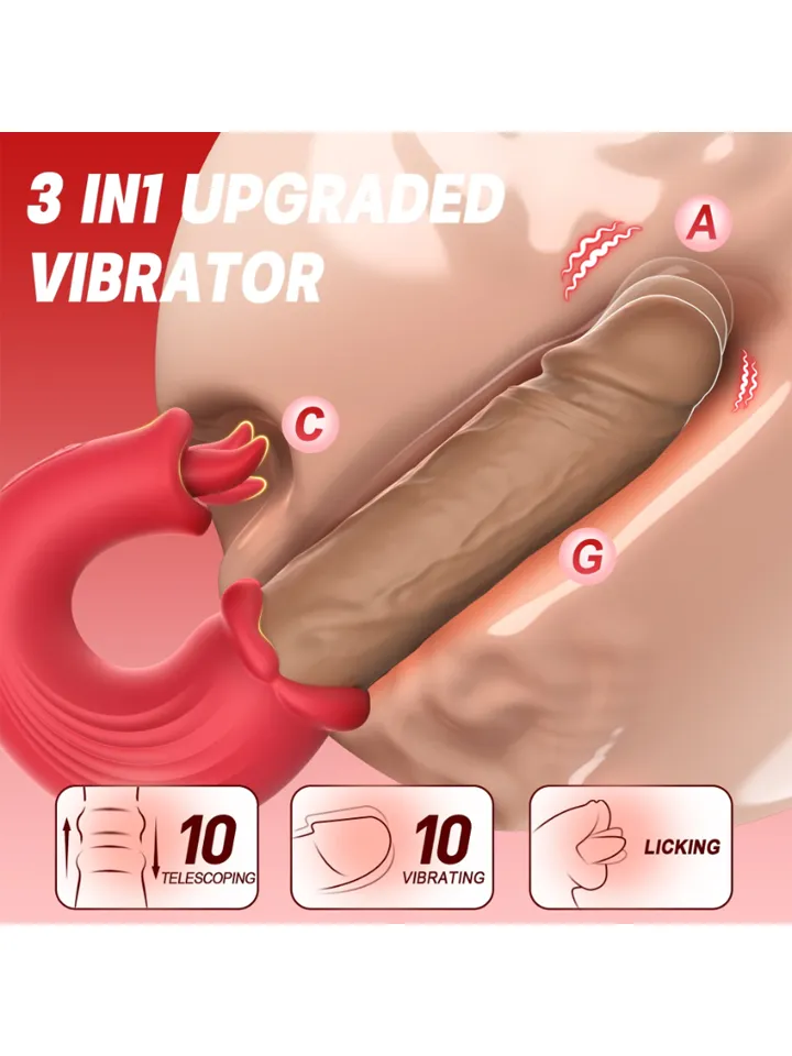 Thrust & Tease Thrusting & Vibrating Dildo - Dildo med vibrator 0