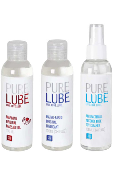 Water-Based Lubricant + Antibacterial Toy Cleaner + Warming Massage Oil 3 x 150 ml - Paketerbjudande 0