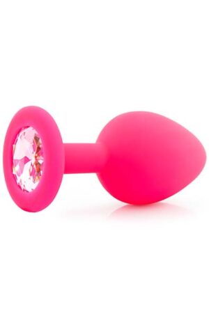 Silicone Plug With Gem Medium Pink - Analplugg 0