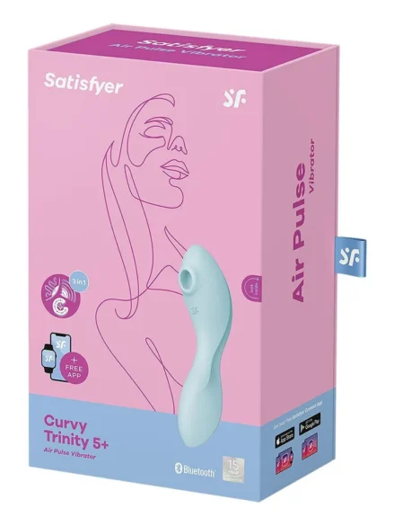 Satisfyer Curvy Trinity 5+ Connect App Blue - Lufttrycksvibrator 0