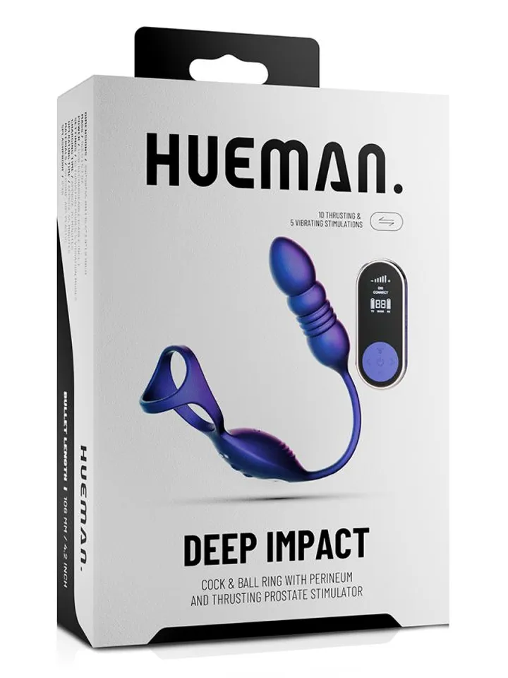 Hueman Deep Impact Cock & Ball Ring - Prostatavibrator med penisring 0