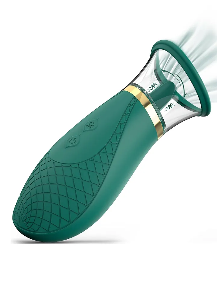 Scioness Suction & Clitoral Licking Stimulator Green - Klitoris och vagina pump 0