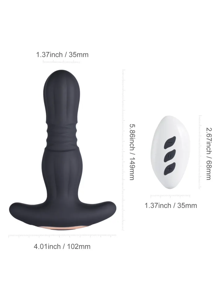 Agas Thrusting Butt Plug With Remote Control - Analplugg med vibrator 4