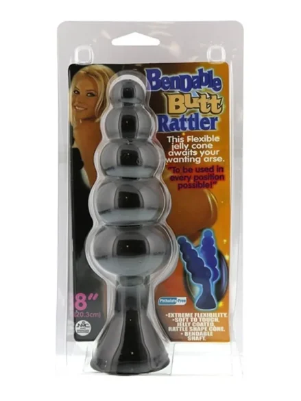 Bendable Butt Rattler Plug Black 20 cm - XL Buttplug 2