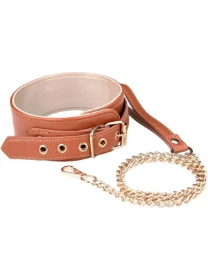 Blaze Elite Collar & Chain Cognac Vegan Leather - Halsband & koppel 1
