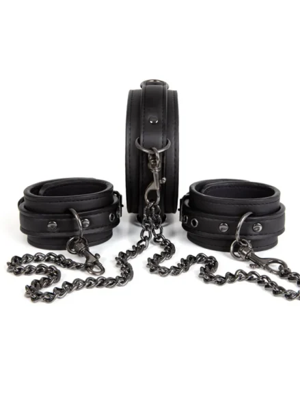 Dark Desire Collar With Ankle Cuffs - Halsband & Fotbojor 1