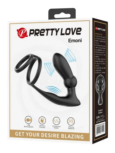 Emoni Cock Ring With Butt Plug - Prostatavibrator med penisring 5