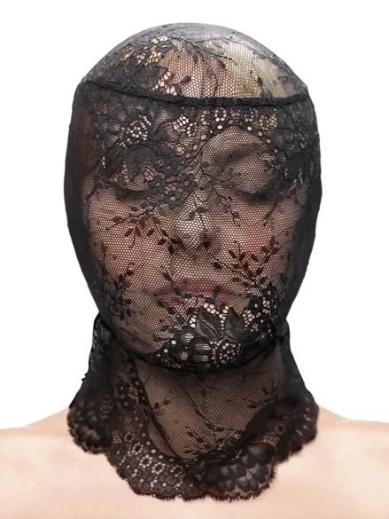Fetish & Fashion Lace Hood Black - BDSM mask 1