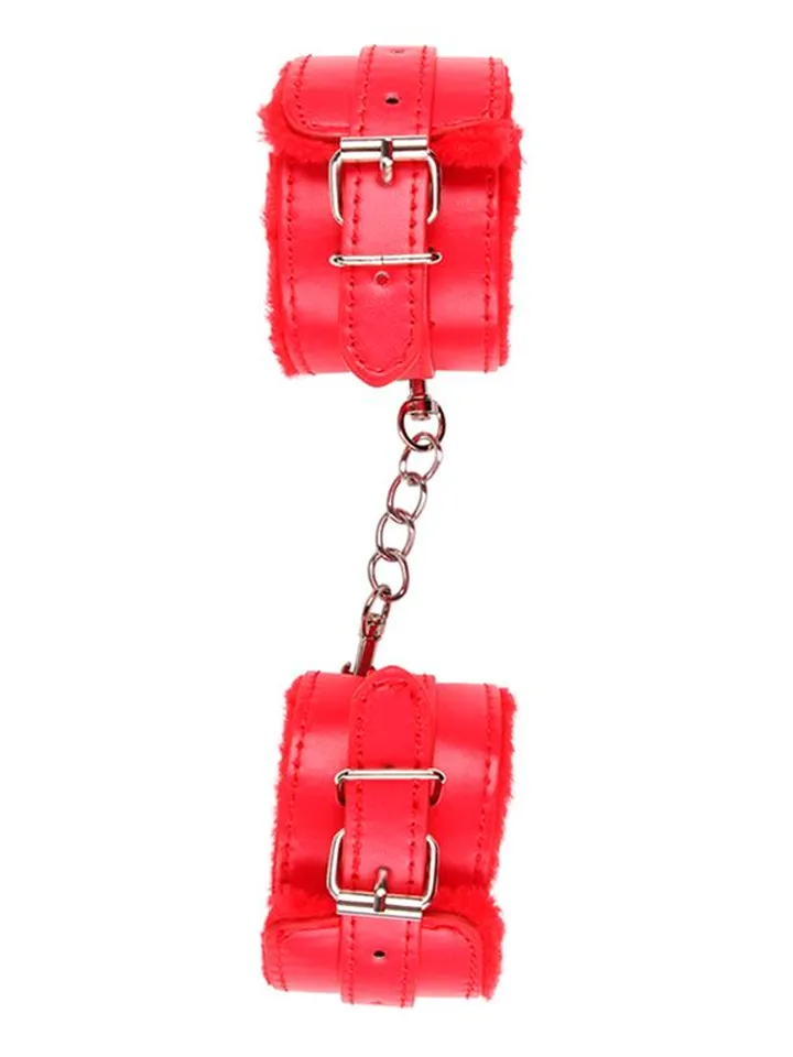 Furry Wrist Cuff Red - Handbojor 0