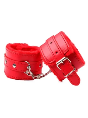 Furry Wrist Cuff Red - Handbojor 0