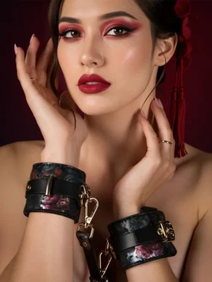 Geisha Floral Jacquard Wrist Cuffs - Handbojor 0