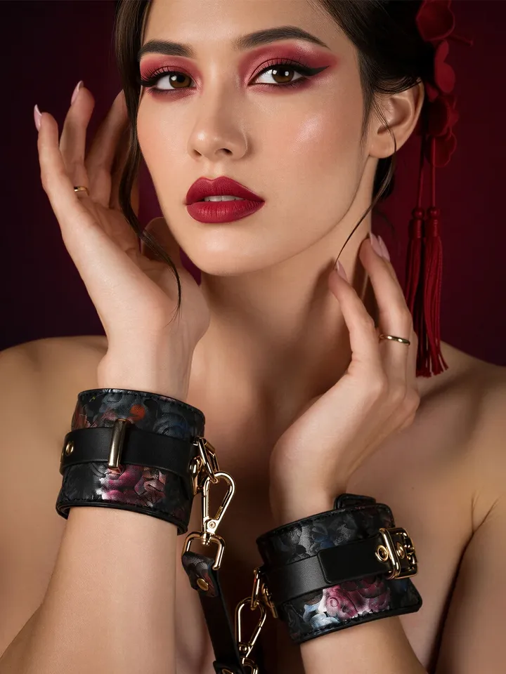 Geisha Floral Jacquard Wrist Cuffs - Handbojor 0