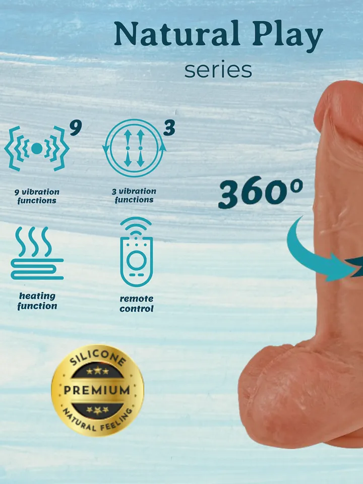 Heating, Thrusting & Rotating Silicone Dildo 22 cm - Dildo med vibrator 2