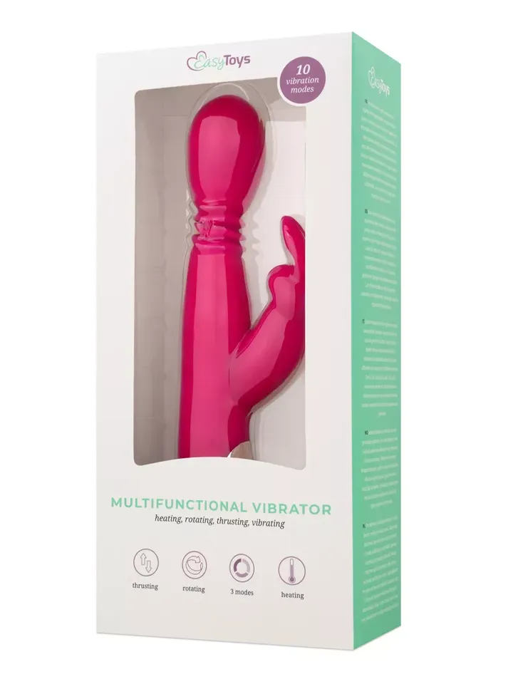 Heating Thrusting Vibrator Pink - Rabbitvibrator med värme 0