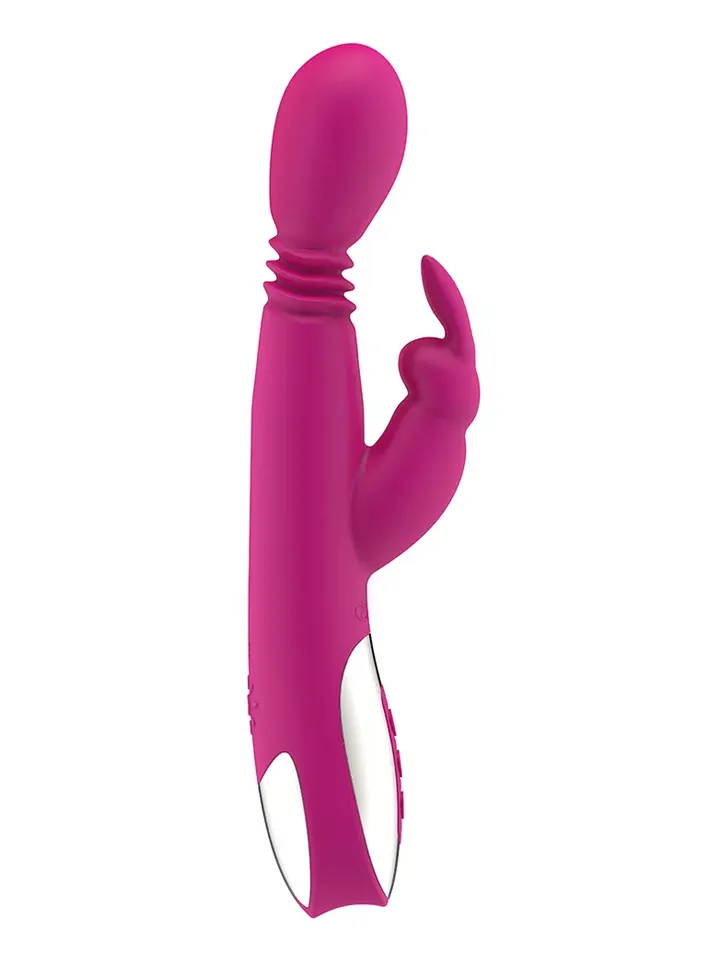 Heating Thrusting Vibrator Pink - Rabbitvibrator med värme 0