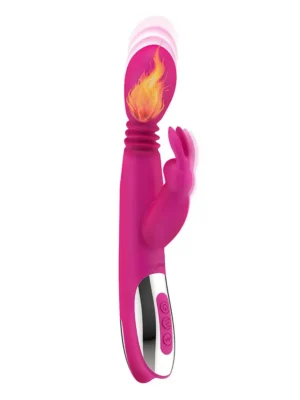 Heating Thrusting Vibrator Pink - Rabbitvibrator med värme 0