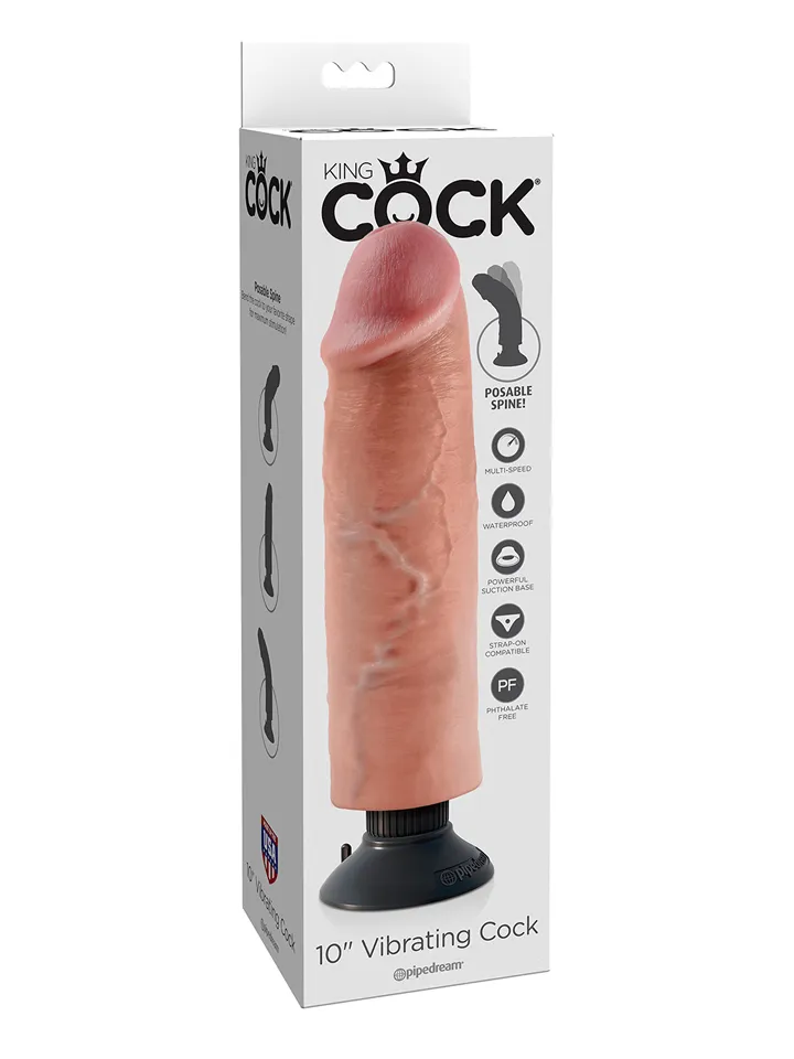 King Cock Realistic Vibrator 25,4 cm - Dilator med vibration 5
