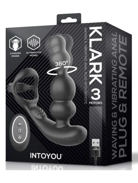 Klark Waving & Vibrating Plug With Remote - Prostatavibrator med penisring 5