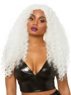 Long Curly Wig White - Peruk 1