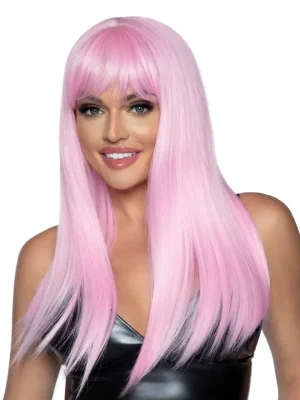 Long Straight Bang Wig Pink - Peruk 1