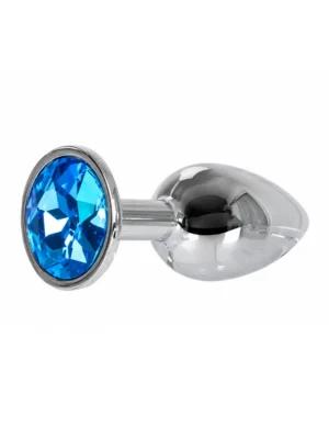 Metal Plug Silver/Blue Small - Analplugg metall 0