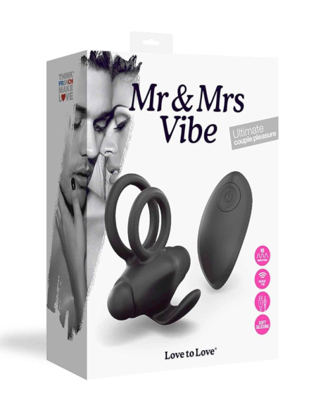 Mr & Mrs Vibe Ring Black - Penisring med vibrator 2