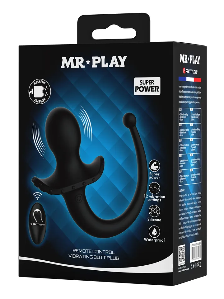 Mr. Play Remote Control Vibrating Butt Plug Tail - Analplugg med vibrator 0