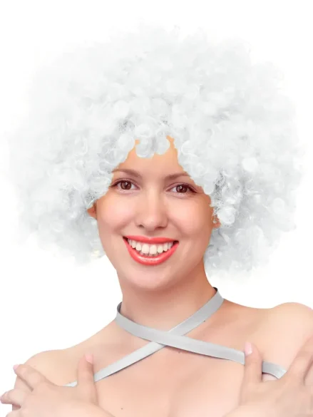 Party Wig Afro Hair White - Peruk 1
