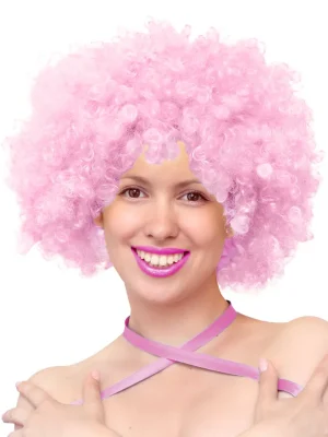 Party Wig Light Pink Afro Hair - Peruk 1