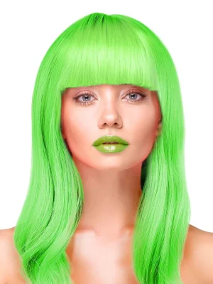Party Wig Long Straight Hair Neon Green - Peruk 1