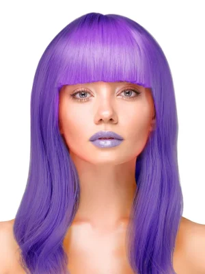 Party Wig Long Straight Purple Hair - Peruk 1