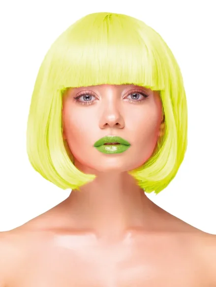 Party Wig Short Straight Hair Neon Yellow - Peruk 1