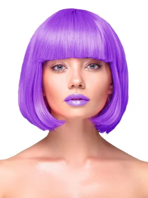 Party Wig Short Straight Hair Purple - Peruk 1