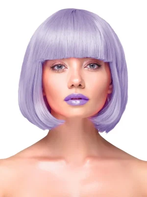 Party Wig Short Straight Purple Hair - Peruk 1
