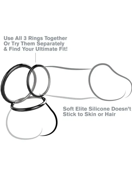 Pipedream Silicone 3-ring Stamina Set - Penisringar paket 2