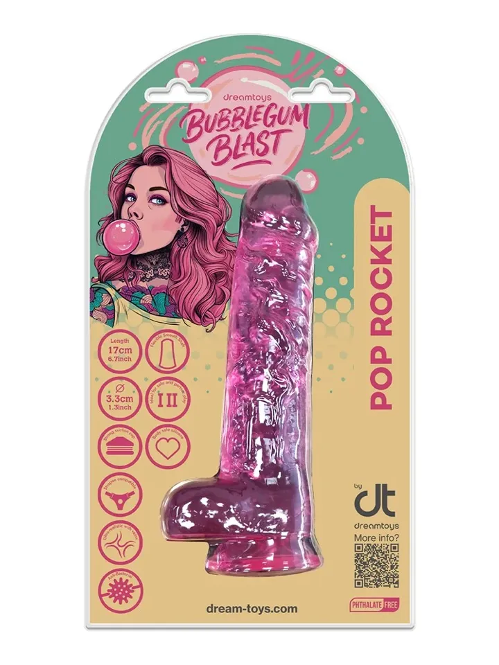 Pop Rocket Pink Classic Jelly Dildo 17 cm - Dildo 0