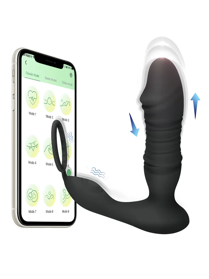 Prostate Massager With Thrusting & App - Prostatavibrator med penisring 1