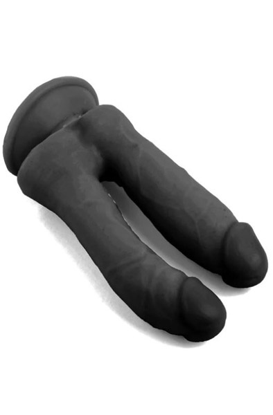 Realistic Penis Double Penetration Black 18,5 cm - Dubbeldildos 2