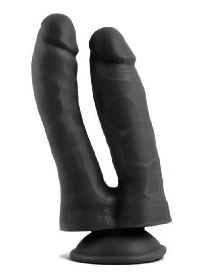 Realistic Penis Double Penetration Black 18,5 cm - Dubbeldildos 1